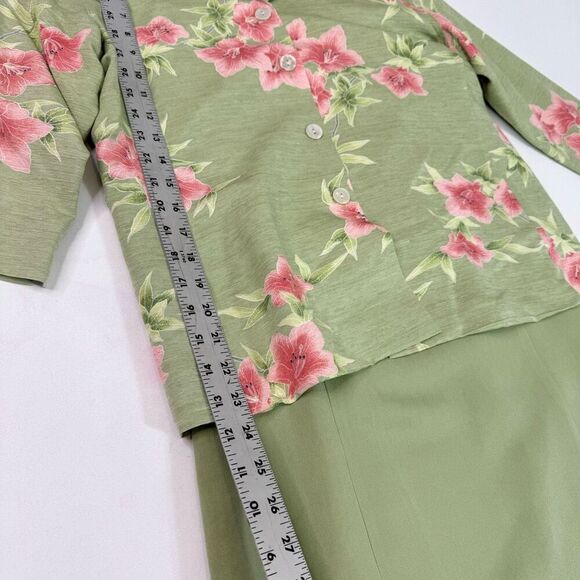 Vintage Tommy Bahama Dress Suit Set Womens 10 Tropical 100% Silk Hawaiian Floral - Picture 8 of 12